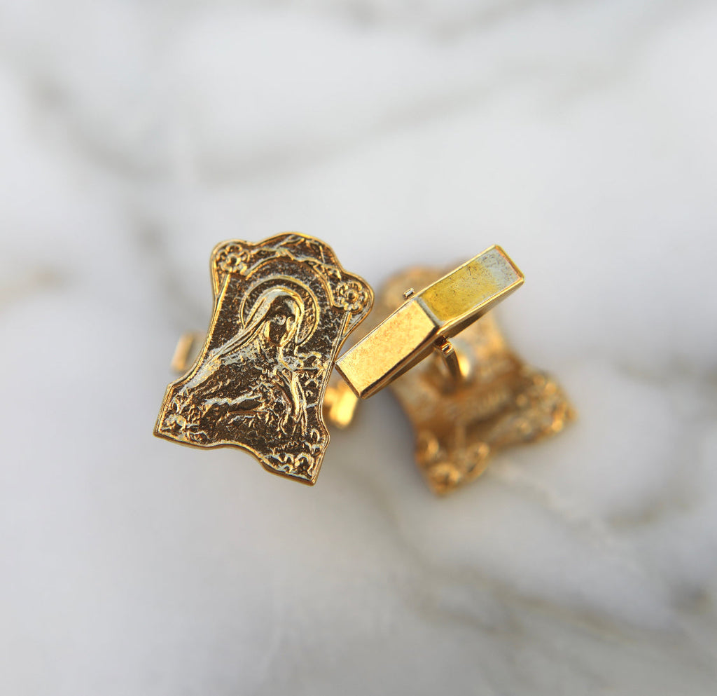 St. Thérèse of Lisieux Cufflinks in Vermeil