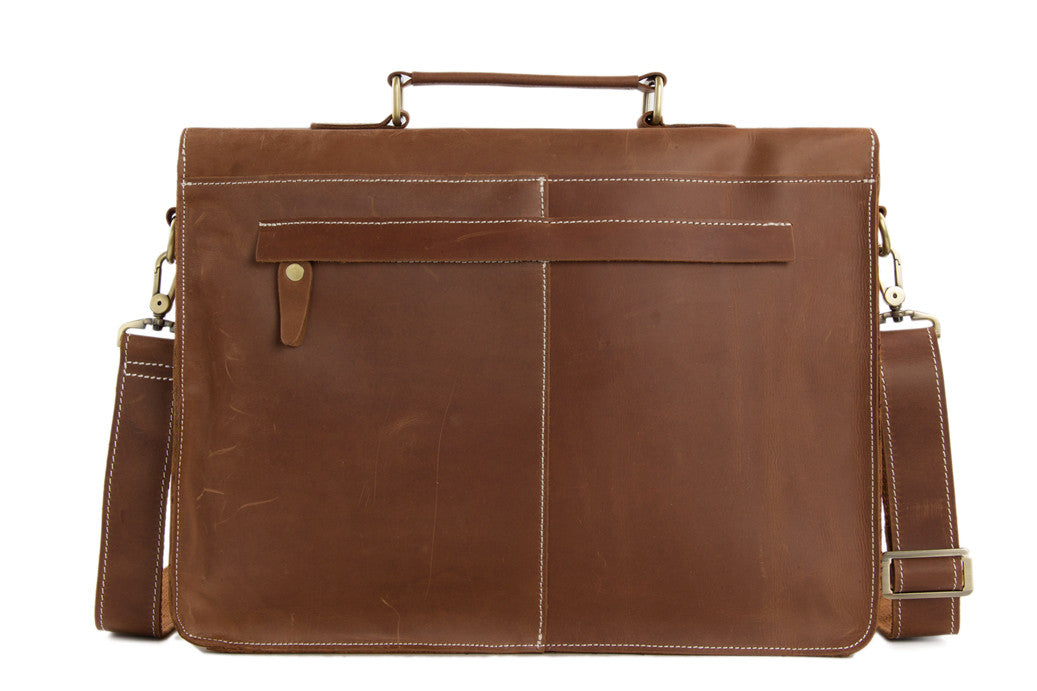 Vintage Brown Leather Briefcase, Men Messenger Bag, Laptop Bag 7035B-1