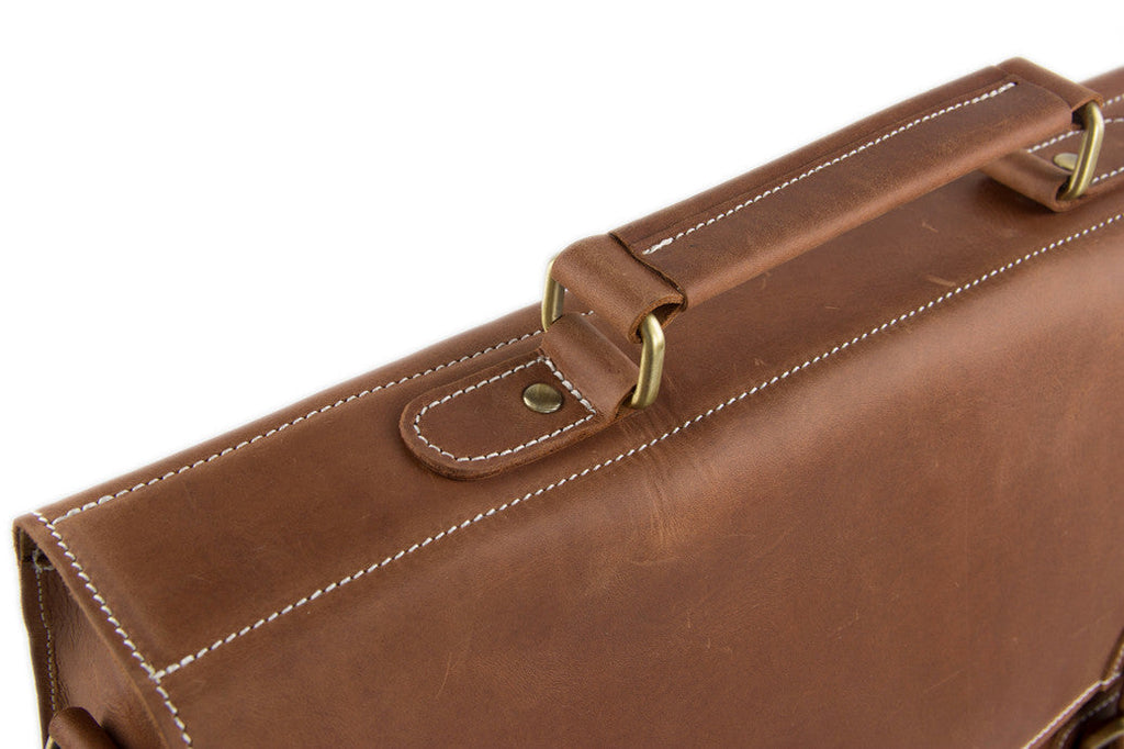 Vintage Brown Leather Briefcase, Men Messenger Bag, Laptop Bag 7035B-1