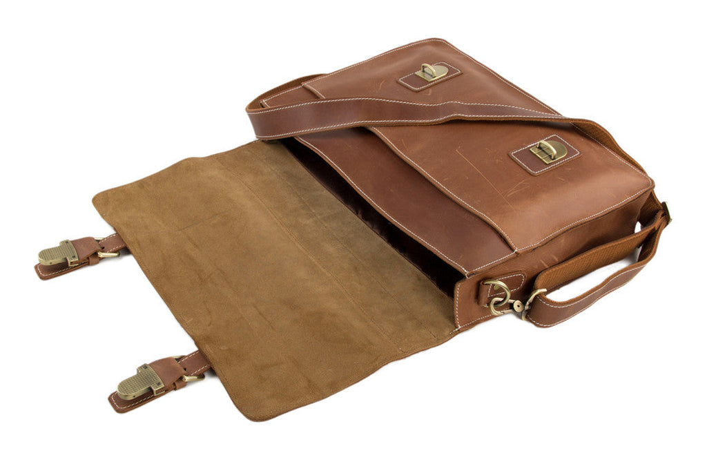 Vintage Brown Leather Briefcase, Men Messenger Bag, Laptop Bag 7035B-1
