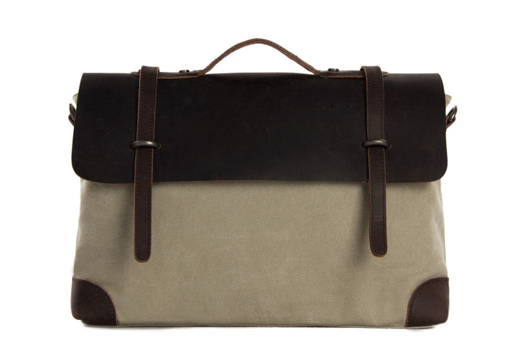 Handmade Canvas Leather Messenger Bag Laptop Shoulder Bag Briefcase 6896