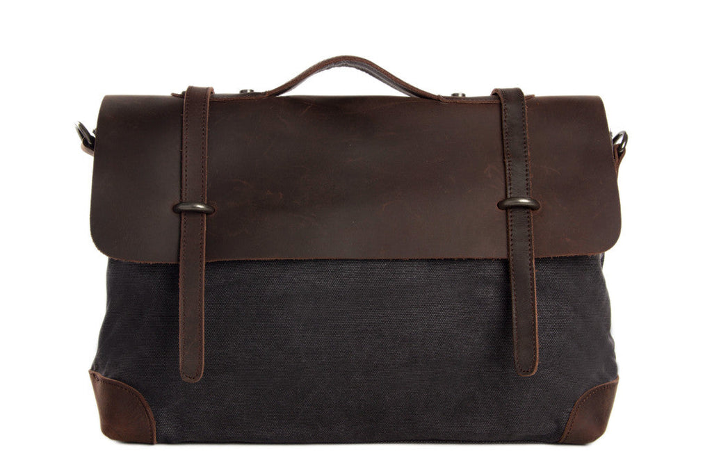 Handmade Canvas Leather Messenger Bag Laptop Shoulder Bag Briefcase 6896
