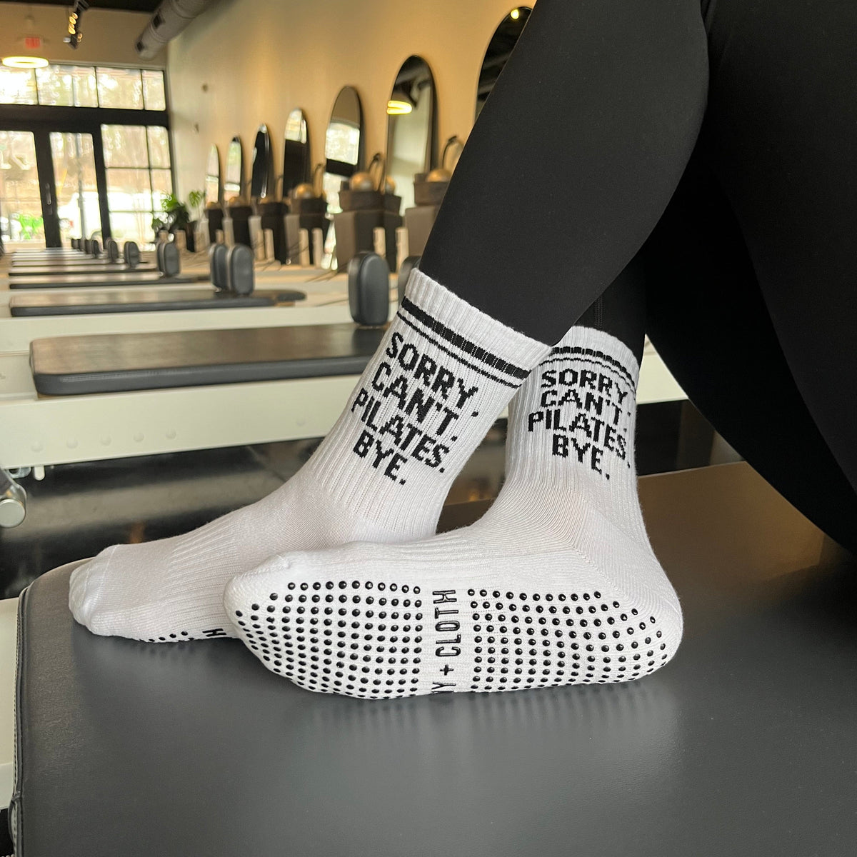 Sorry Can't Pilates Bye Grip Socks