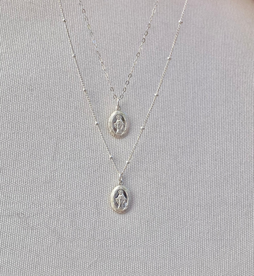 Dainty Miraculous Medal Necklace in Silver