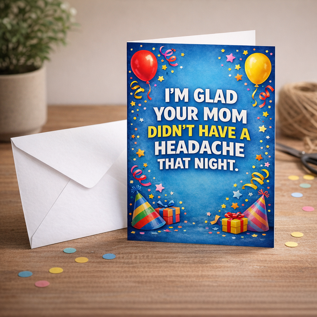 I'm Glad Your Mom Didn't Have a Headache Birthday Card