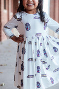 SALE JMU White Duke Dog 3/4 Sleeve Pocket Twirl Dress