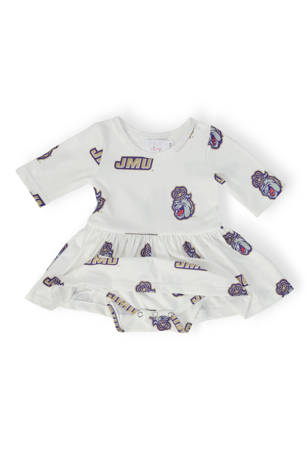 SALE JMU White Duke Dog 3/4 Sleeve Twirl Bodysuit