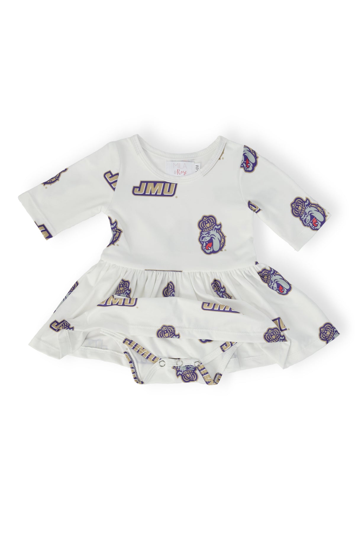 SALE JMU White Duke Dog 3/4 Sleeve Twirl Bodysuit
