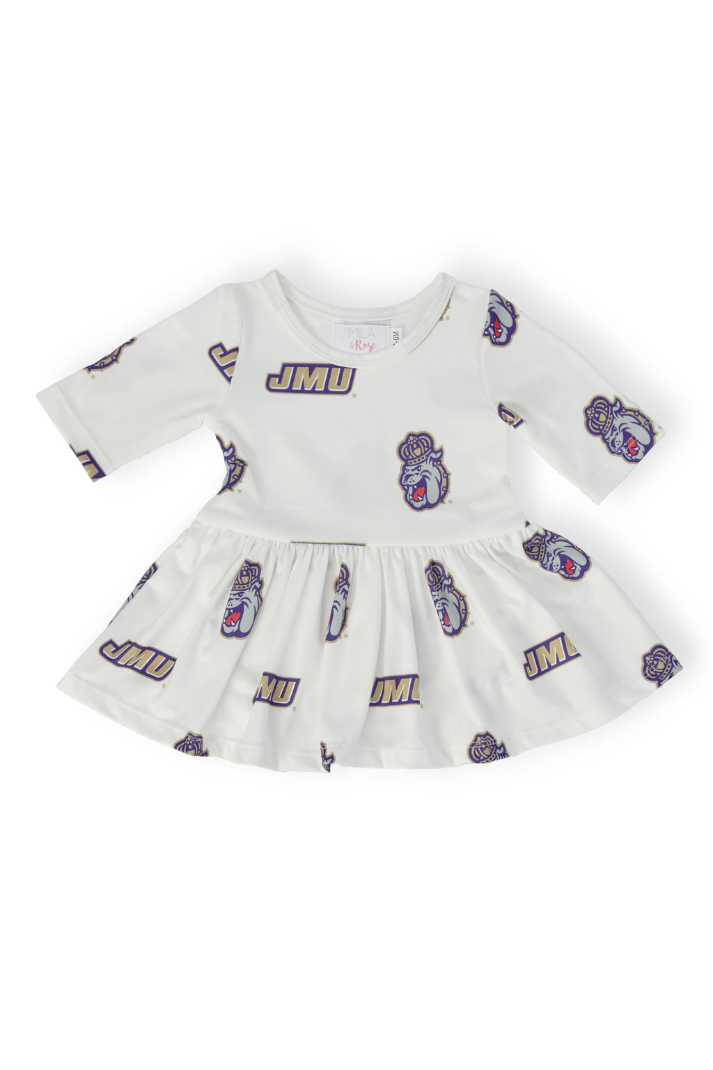 SALE JMU White Duke Dog 3/4 Sleeve Twirl Bodysuit