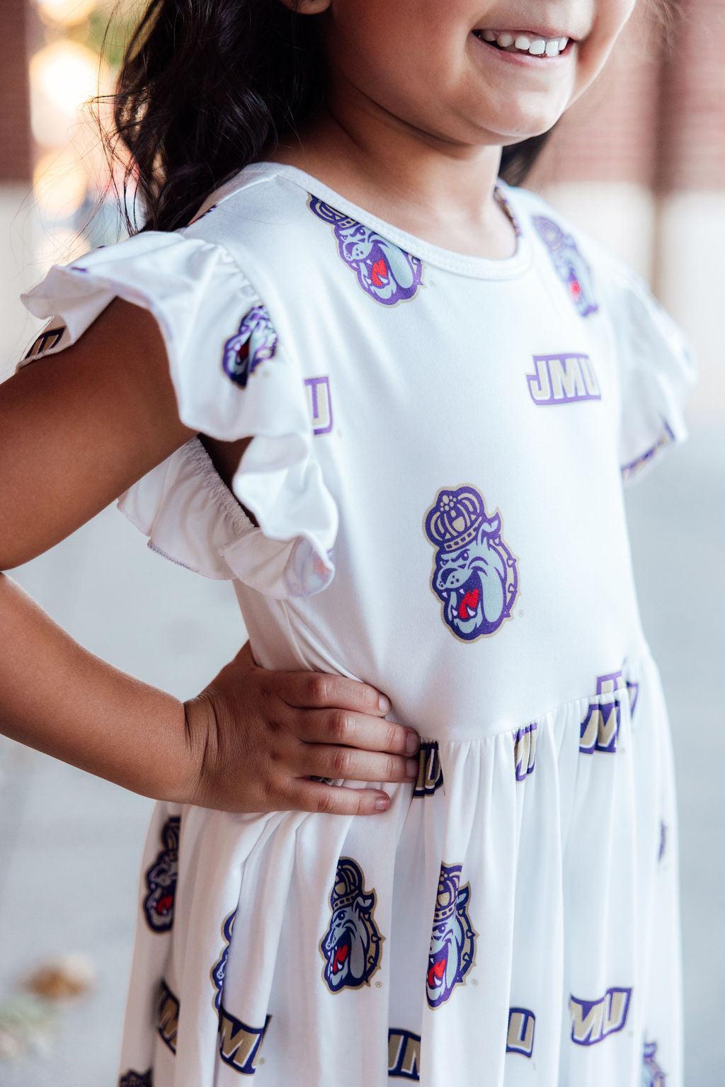 SALE JMU White Duke Dog Flutter Twirl  Dress