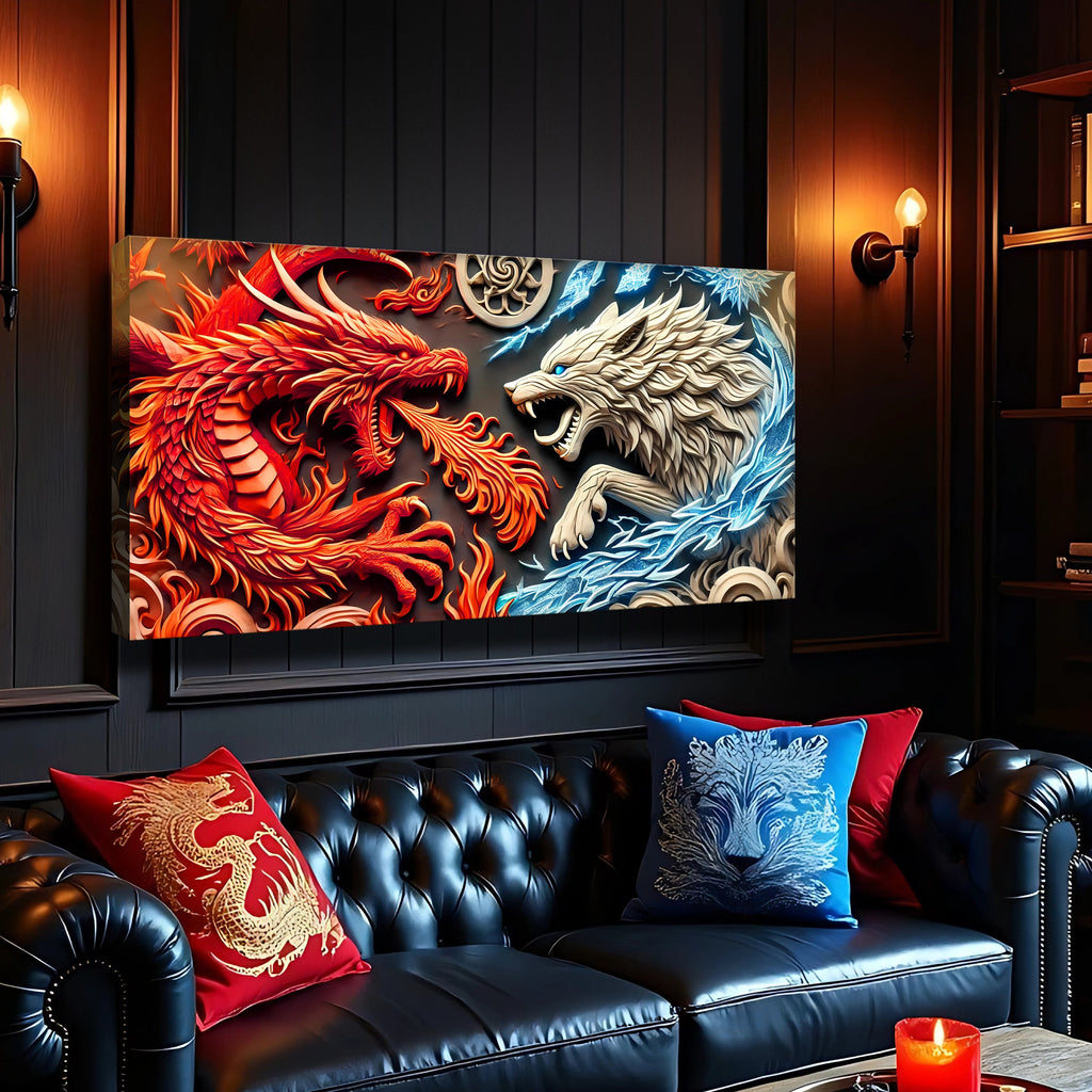 Dragon and Wolf Wall Art V