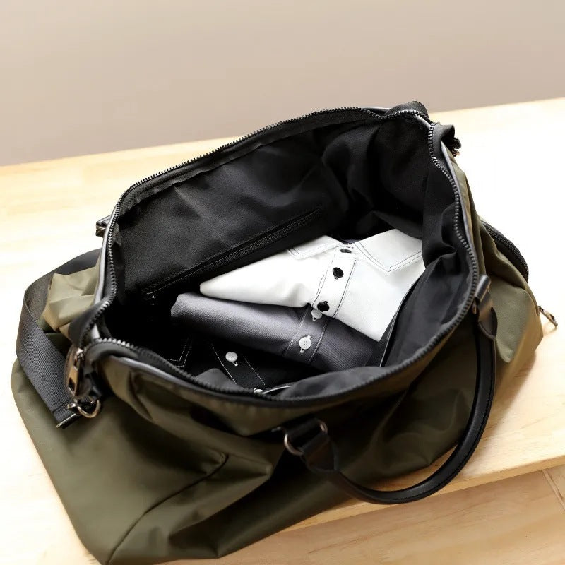 Large Duffel Bag Canvas Leather Weekender Bag Stylish Unisex Leather Duffle Bag