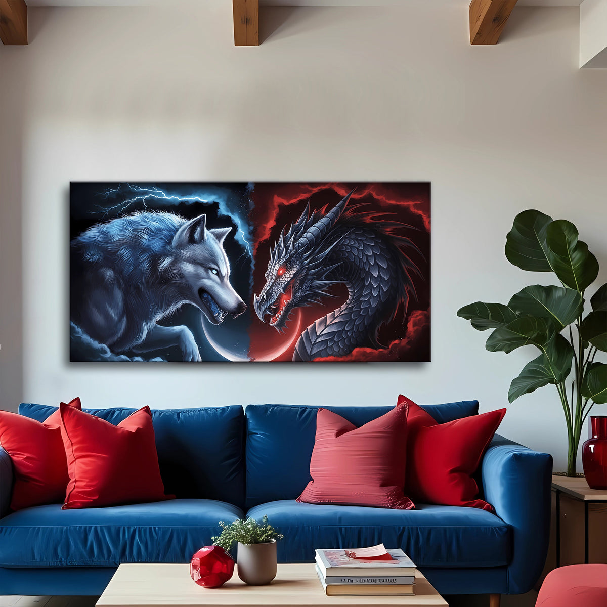 Dragon and Wolf Wall Art