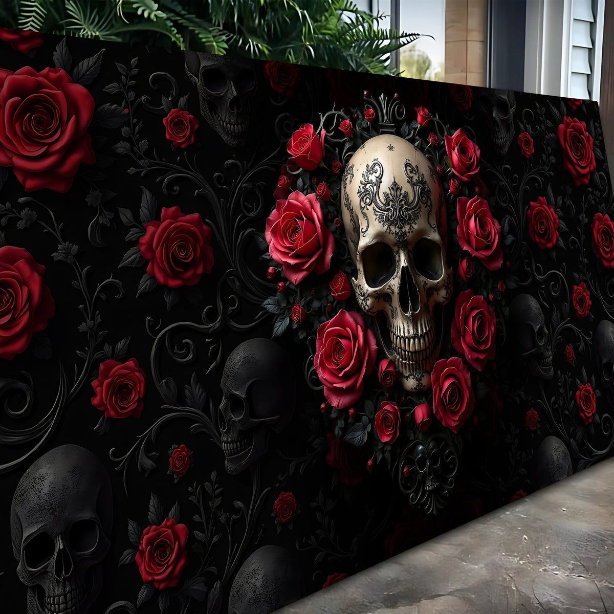 Rose and Skull Wall Art III