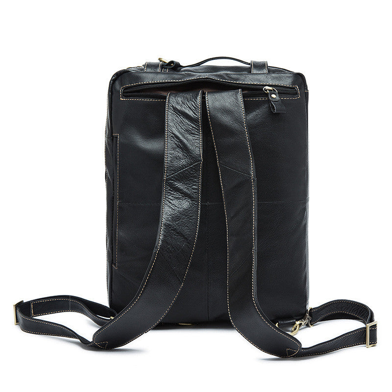 Convertible Leather Backpack, Men's Shoulder Bag, Large Capacity Leather Briefcase