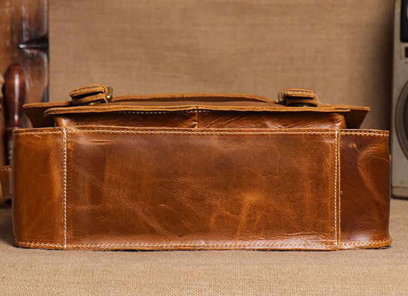 Mens Leather Messenger Bag Full Grain Leather Distressed Leather Crossbody Bag Mens Work Briefcase Handmade Shoulder Bag