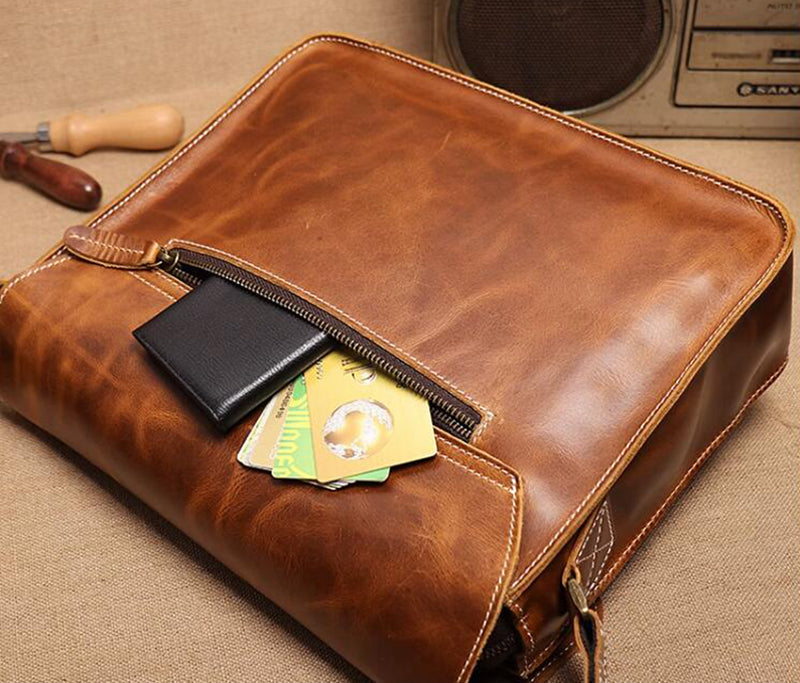 Mens Leather Messenger Bag Full Grain Leather Distressed Leather Crossbody Bag Mens Work Briefcase Handmade Shoulder Bag