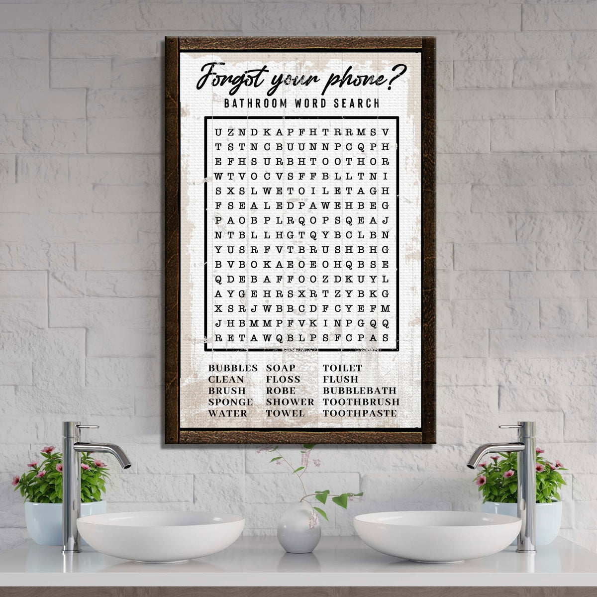 Bathroom Word Search Sign