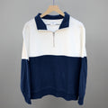 Navy/Cloud Dancer Colorblock Quarter Zip Pullover