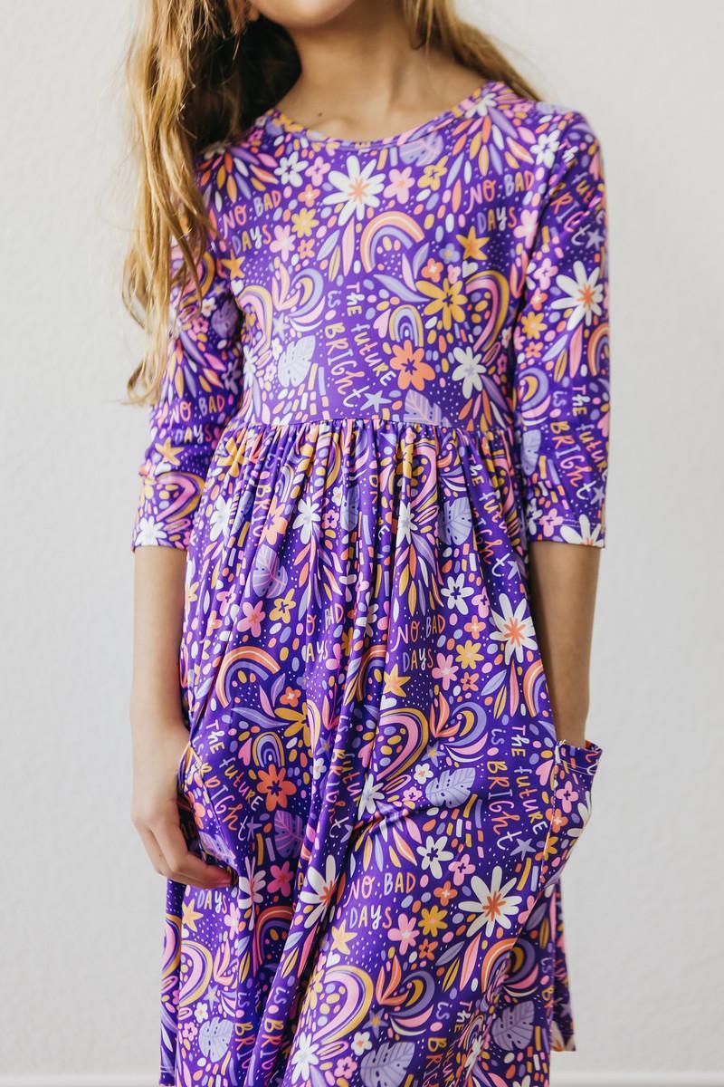 No Bad Days 3/4 Sleeve Pocket Twirl Dress