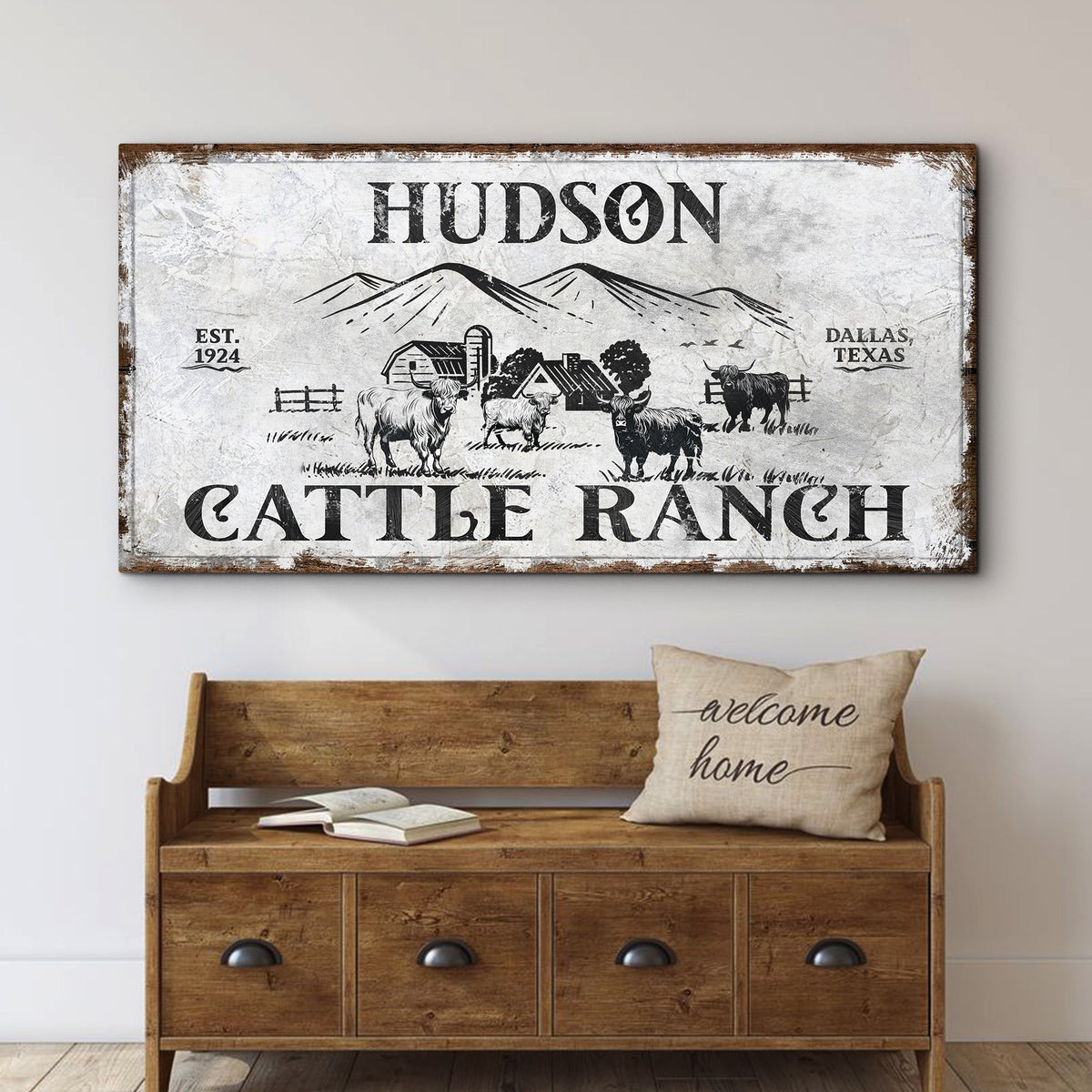 Personalized Highland Cattle Ranch Sign