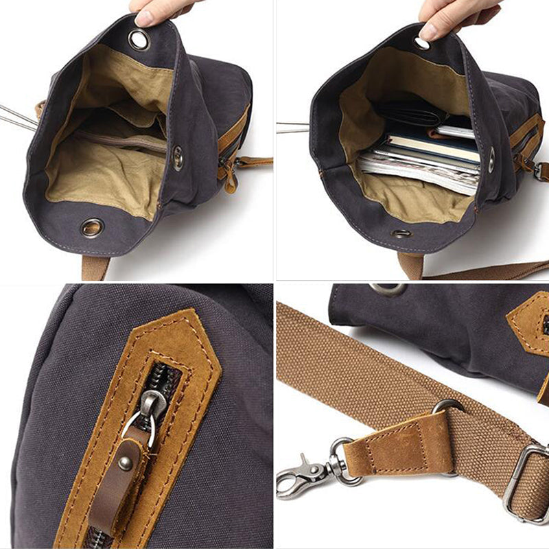 Retro Canvas Chest Pack Men Chest Bag Casual Shoulder Bag Messenger Bag FX3053