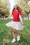 SALE SMU White Mustang Ruffle Twirl Skort
