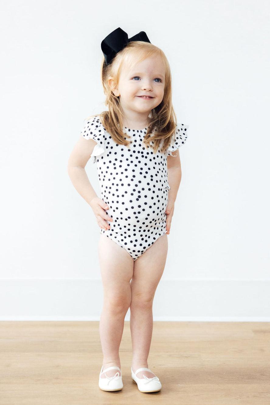 Scattered Dot S/S Flutter Sleeve Leotard