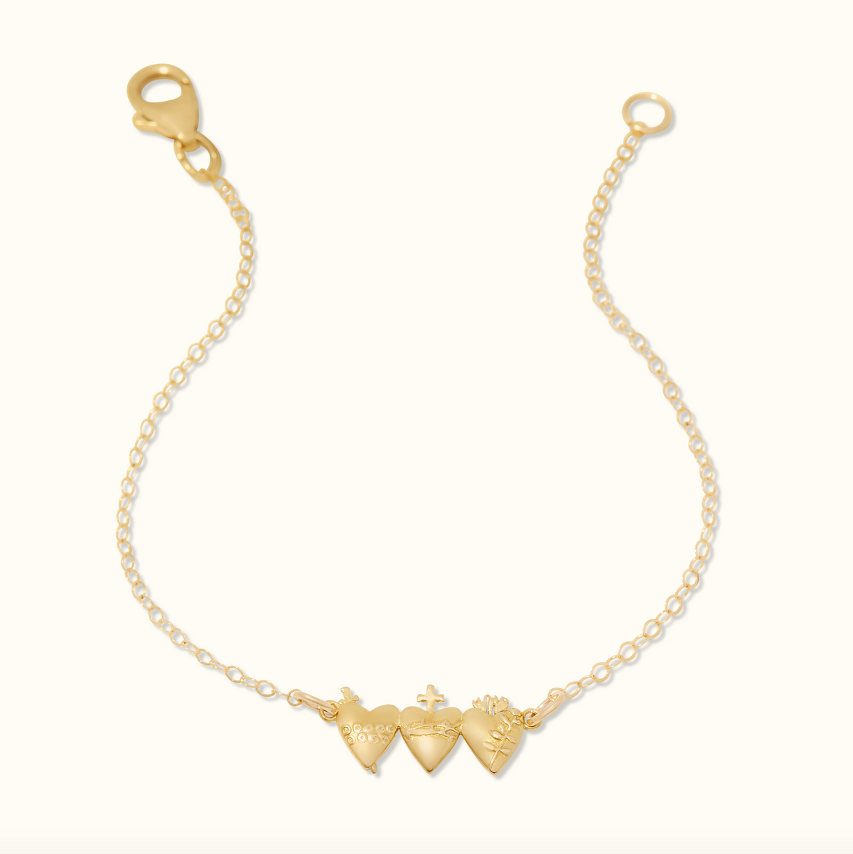 Holy Family Hearts® Bracelet In Polished Brass Tiny Version