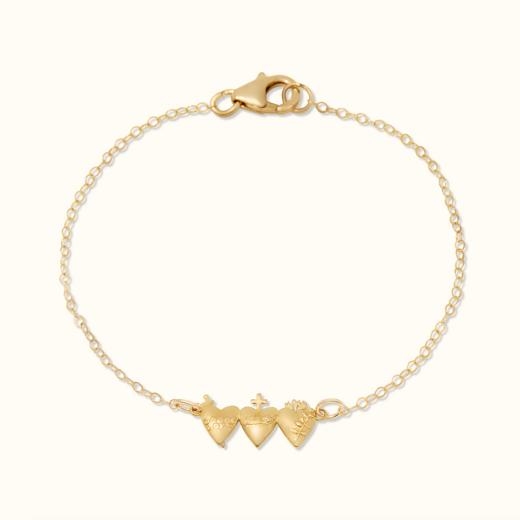 Holy Family Hearts® Bracelet In Polished Brass Tiny Version