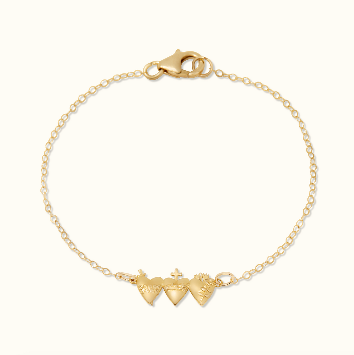 Holy Family Hearts® Bracelet In Polished Brass Tiny Version