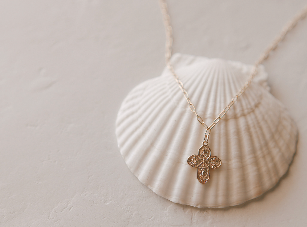 Four Way Cross Necklace - Paperclip Chain