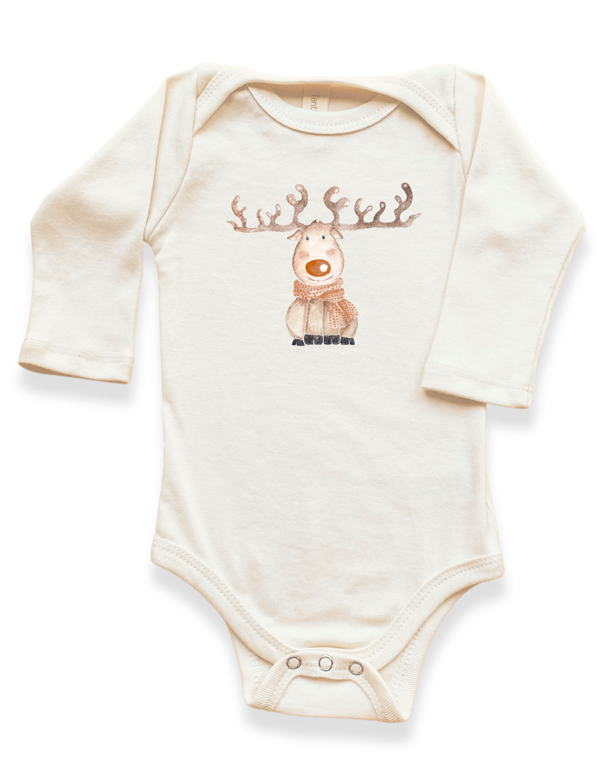 Reindeer Organic Baby Bodysuit Long Sleeve