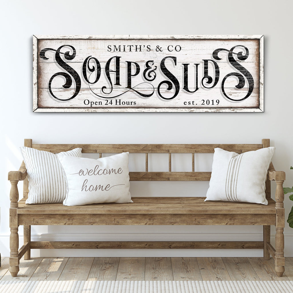 Personalized Soap And Suds Laundry Sign