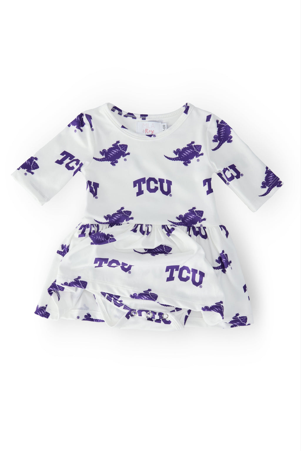 SALE TCU White Frog 3/4 Sleeve Twirl Bodysuit