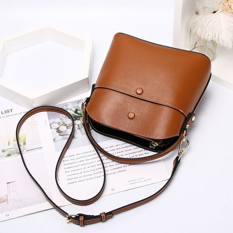 Top Grain Leather Handbag Women Natural Leather Shoulder Bag Stylish Womens Crossbody Bag