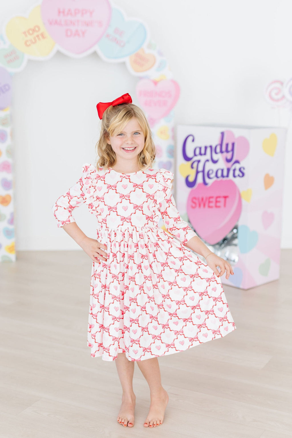 Lovebug 3/4 Sleeve Ruffle Twirl Dress