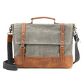 Waterproof Waxed Canvas Messenger Bag, Men's Shoulder Bag, Canvas Bag with Leather Trim
