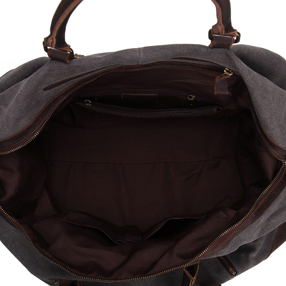 Oversized Canvas Duffle Bag with Leather Trim, Travel Bags for Men