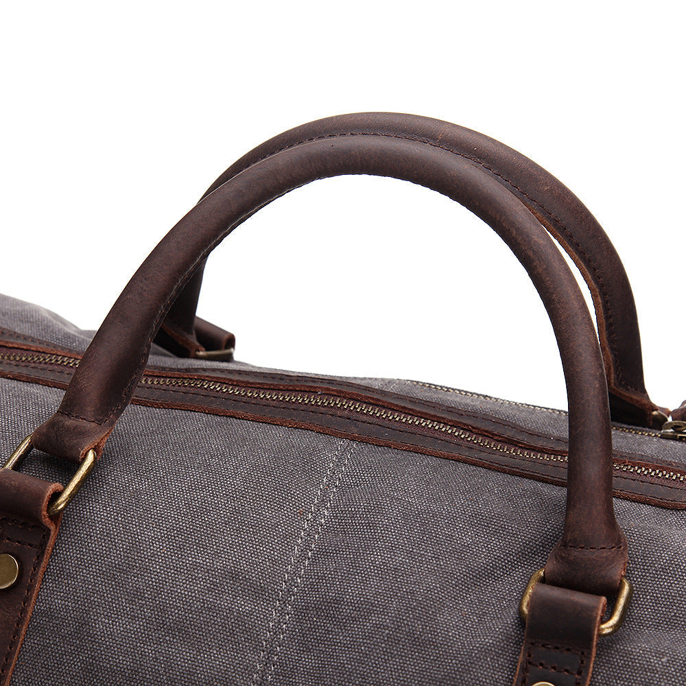 Oversized Canvas Duffle Bag with Leather Trim, Travel Bags for Men
