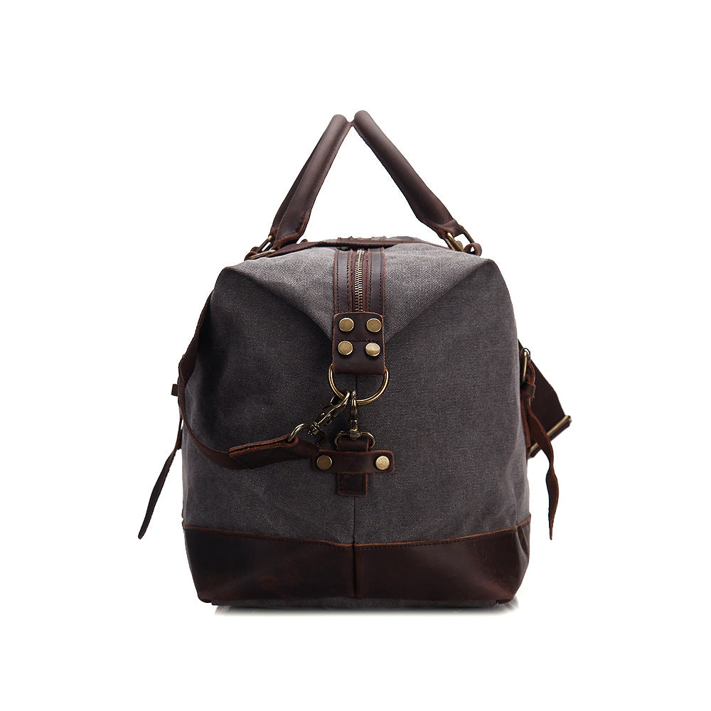 Oversized Canvas Duffle Bag with Leather Trim, Travel Bags for Men
