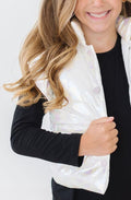White Checker Puffer Vest