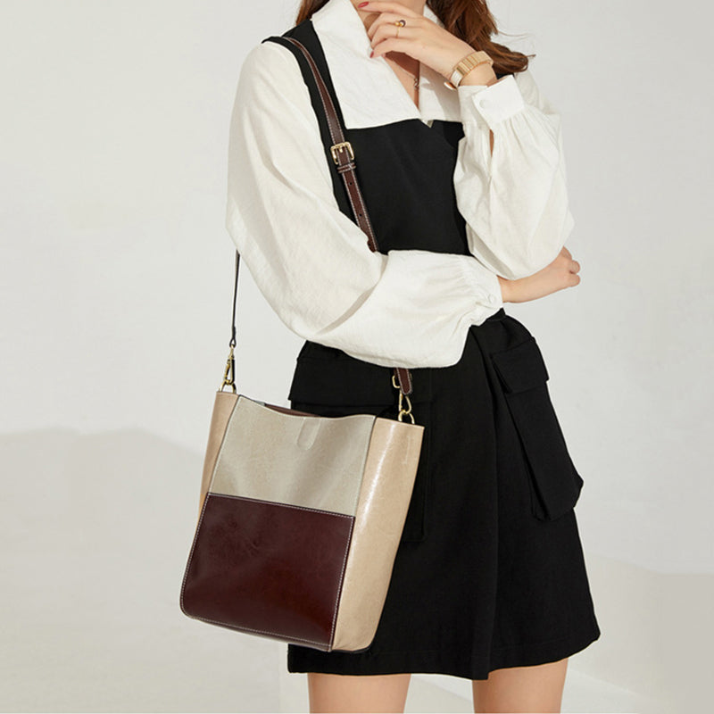 Full Grain Leather Shoulder Bag for Women, Natural Cowhide Leather Crossbody Bag, Women's Stylish Messenger Bag Shopper Bag SX3382