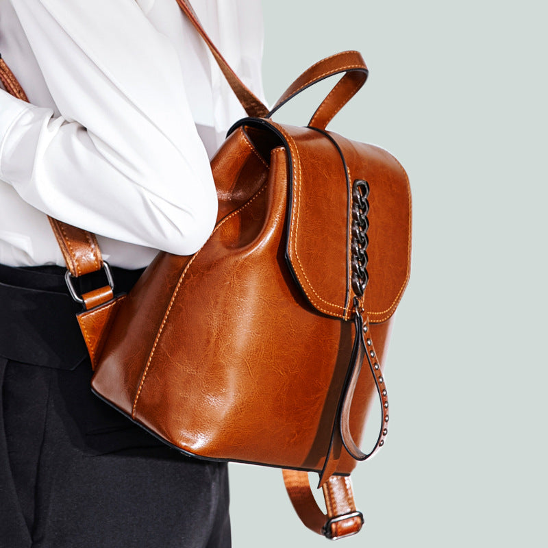 Women's Top Grain Leather Backpack, Leather Rucksack for Women, Lady Backpack Stylish Casual Backpack