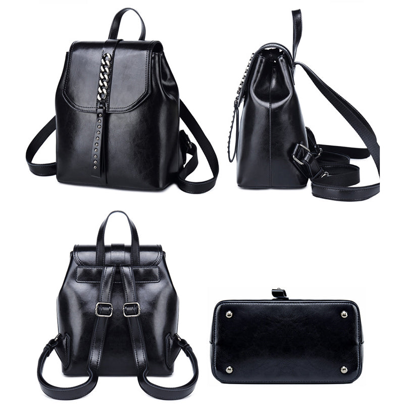 Women's Top Grain Leather Backpack, Leather Rucksack for Women, Lady Backpack Stylish Casual Backpack