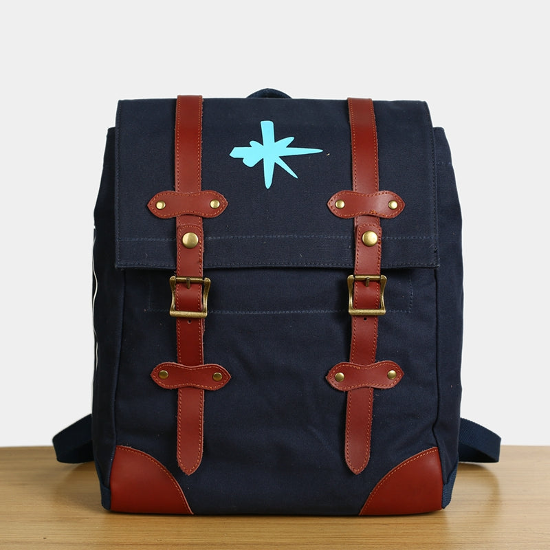 Flash Sale Men's Canvas Leather Hiking Travel Backpack Rucksack School Bag TB310