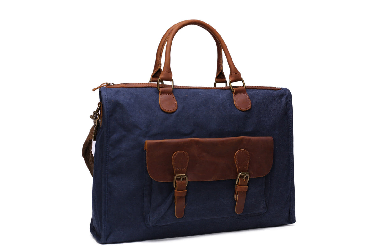 Vintage Messenger Bag Leather Satchel Canvas 15 Inch Laptop Bag Crossbody Shoulder Bag