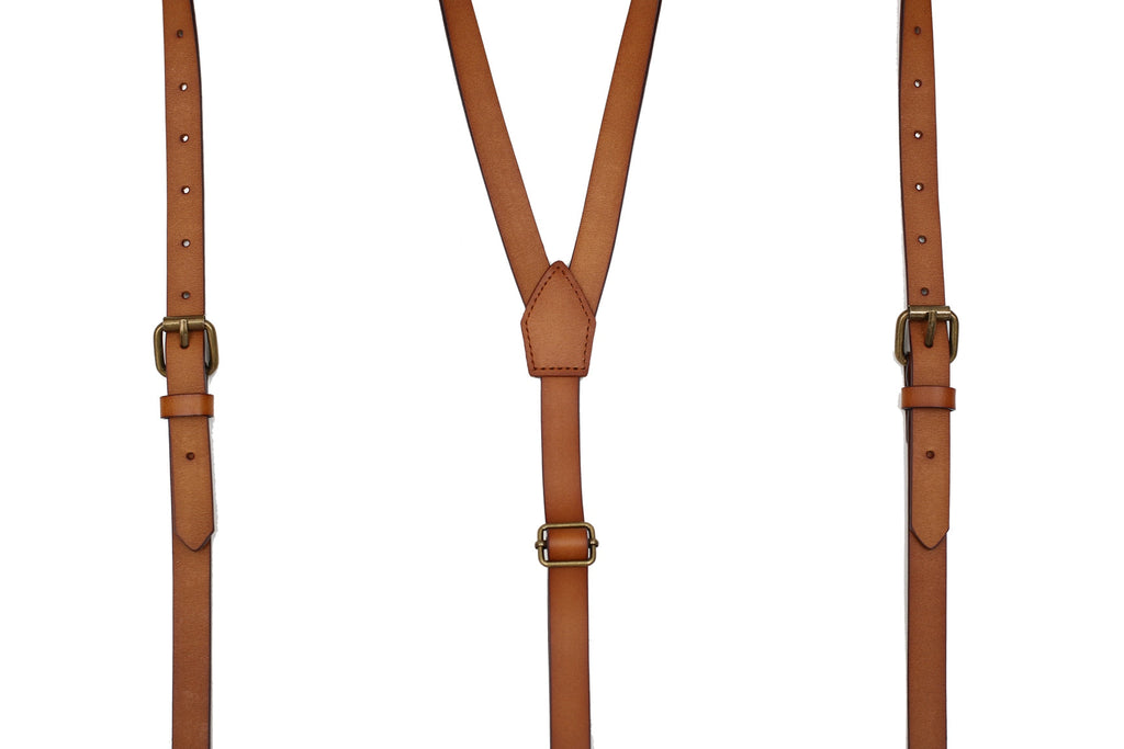 Mens Leather Suspenders Adjustable Leather Braces with 4 Metal Hook Clips Wedding Party Suspenders Groomsmen Gift