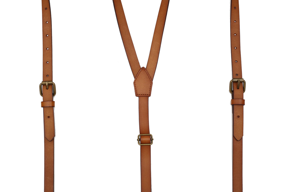 Mens Leather Suspenders Adjustable Leather Braces with 4 Metal Hook Clips Wedding Party Suspenders Groomsmen Gift