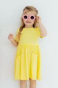 Yellow S/S Pocket Twirl Dress